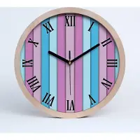 Tulup Holzuhr 20fi cm wanduhr - schwarze Spitzen - bunte Streifen