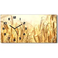 Tulup Wanduhr aus Glas – 60x30 cm - Glasbild - Glasuhr - Gehärtetes Glas - schwarze-zeiger - Korn