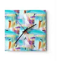 ARTTOR Wanduhr - Quadrat - Glasuhr - Abstraktion modern - 30x30cm - Schleichendes Uhrwerk - Lautlos - zum Aufhängen bereit - Dekoration Modern - Wanddekoration aus Glas - C3AC30x30-3823