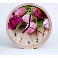 Tulup Holzuhr 30fi cm wanduhr - Tulpen Blumen