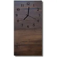 Tulup Glasuhr Wanduhr Küchenuhr Echt-Glas 30x60 Holztafel Braun