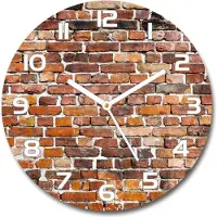 Tulup Wanduhr aus Glas 30fi Glasbild Glasuhr Gehärtetes Glas - weisse-zeiger - Brick wall