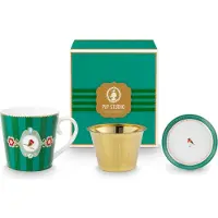 Pip studio Love Birds Medallion Stripes Emerald-Green Teeset für eine Person 0,3l