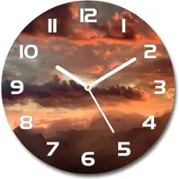 Tulup Wanduhr aus Glas 30fi Glasbild Glasuhr Gehärtetes Glas - weisse-zeiger - Sunset mountains