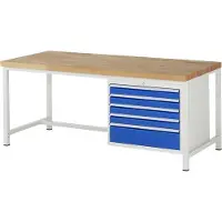RAU Werkbank mit 5 XL Schubladen - Vollauszug - 90:4 / 180:1 - höhenverstellbar 840-1.040 mm - 2.000 x 900 mm (BxT) - Traglast 1.250 kg - Buche