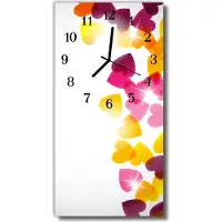 Tulup Glasuhr Wanduhr Küchenuhr Echt-Glas 30x60 Herzen Mehrfarbig