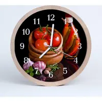 Tulup Holzuhr 20fi cm wanduhr - Knoblauch Tomaten