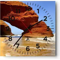 ARTTOR Wanduhr - Quadrat - Glasuhr - Felsen Sandstein Ozean Natur - 30x30cm - Schleichendes Uhrwerk - Lautlos - zum Aufhängen bereit - Dekoration Modern - Wanddekoration aus Glas - C4AC30x30-1524