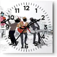 ARTTOR Wanduhr - Quadrat - Glasuhr - Musik Instrumente Straße Stadt - 40x40cm - Schleichendes Uhrwerk - Lautlos - zum Aufhängen bereit - Dekoration Modern - Wanddekoration aus Glas - C4AC40x40-2933