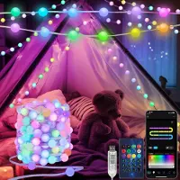 Bedee Lichterkette, 5m 40LED Kugel Lichterkette, mit App-Steuerung, LED-Lichter, zum Aufhängen für drinnen und draußen, Schlafzimmer, Party, Garten, Camping