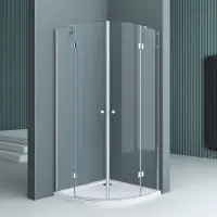 Doporro Viertelkreisdusche Duschkabine 80x80x190cm Duschabtrennung ESG-Sicherheitsglas Klarglas inkl. Easy-Clean-Beschichtung Ravenna02K
