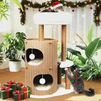 Markenlos Premium Kratzbaum Katzenbaum Groß - Kratztonne mit Katzenhaus, Sisalbrett, abnehmbarem Bett & Spielball, Stabiles Katzenkratzbaum für Mehr Katzen