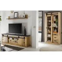 Furn.Design Wohnwand "Stove" in Used Wood anthrazit Schrankwand 3-teilig 314 x 201 cm