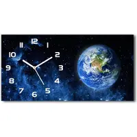 Tulup Wanduhr aus Glas – 60x30 cm - Glasbild - Glasuhr - Gehärtetes Glas - weisse-zeiger - Globus