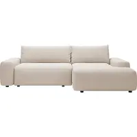 Vente-unique Ecksofa mit Schlaffunktion - Ecke rechts - Strukturstoff - Beige - DAVISO