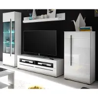 Furn.Design Wohnwand "Design-D" in Hochglanz weiß Schrankwand 4-teilig 280 x 200 cm