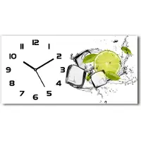Tulup Wanduhr aus Glas – 60x30 cm - Glasbild - Glasuhr - Gehärtetes Glas - schwarze-zeiger - Kalk mit Eis