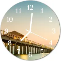 Tulup Glasuhr Wanduhr Küchenuhr Echt-Glas 30fi cm Holzsteg mehrfarbig