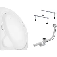 Badland Eckbadewanne Badewanne Bianka LINKS 150x95 mit Ablaufgarnitur und Füßen GRATIS ohne Verkleidung