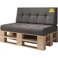 Sunnypillow Palettenkissen Verona Kaltschaum UV - beständig Outdoor/Indoor 2er Set 120 x 80 Grey