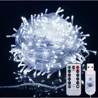 Lapalife Lichterkette 5M 50 LED 8 Lichtmodi USB Wasserdicht mit Fernbedienung für Party Weihnachten Hochzeit Deko, Weiß