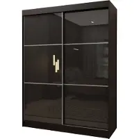 Masseno Schiebetürenschrank VITALE 150 cm Kleiderschrank Schlafzimmer Schrank 2-türig Schwarz