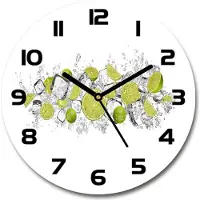 Tulup Wanduhr aus Glas 30fi Glasbild Glasuhr Gehärtetes Glas - schwarze-zeiger - Limonka ice cubes