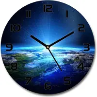 Tulup Wanduhr aus Glas 30fi Glasbild Glasuhr Gehärtetes Glas - schwarze-zeiger - Planet Earth