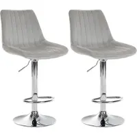 CLP 2er Set Barhocker Toni Samt chrom grau