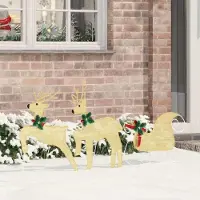 vidaXL "Schlussverkauf" LED Rentiere 3 Stück - zu Weihnachten - Warmes Weiß Stoff C13066