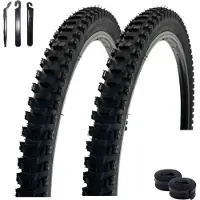 Maxxi4you 2 x VEE Rubber V199 26" Fahrradreifen Schwarz 50-559 (26 x 1,95) + 2 x passende Schläuche AV inkl. Reifenheber