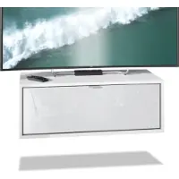 Vladon TV Board Lana 80 Hängeschrank Lowboard 80 x 29 x 37 cm, Germany, Korpus in Weiß matt, Fronten in Weiß Hochglanz | Große Farbauswahl