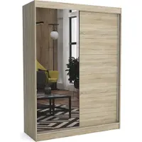 Brent Kleiderschrank JOHN SONOMA mit Spiegel –160cm breit, Schiebetüren, Kleiderstange & Regalböden –Funktionaler & stilvoller Schrank, Moderner Schrank