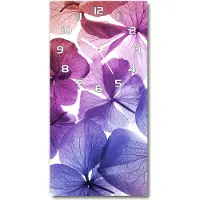 Tulup Wanduhr aus Glas – 30x60 cm - Glasbild - Glasuhr - Gehärtetes Glas -Violette Blumen