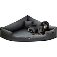 Tierlando TRIVIA | Orthopädisches Eckhundebett Kunstleder Hundebett Dreieckbett - Größe: 120x120cm | Farbe: 02 Graphit