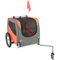 SucceBuy Fahrradanhänger für Hunde, 30 kg Tragkraft, Fahrradträger für Haustiere mit klappbarem Rahmen, Schnellspannräder, Universalkupplung, Sicherheitsreflektoren, orange/grau