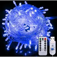 Lapalife Lichterkette 10M 100 LED 8 Lichtmodi USB Wasserdicht mit Fernbedienung für Party Weihnachten Hochzeit Deko, Blau
