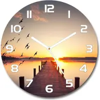 Tulup Wanduhr aus Glas 30fi Glasbild Glasuhr Gehärtetes Glas - weisse-zeiger - Sunset