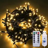 Lapalife Lichterkette 10M 100 LED 8 Lichtmodi USB Wasserdicht mit Fernbedienung für Party Weihnachten Hochzeit Deko, Warmweiß