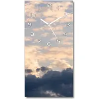 Tulup Wanduhr aus Glas – 30x60 cm - Glasbild - Glasuhr - Gehärtetes Glas -Wolken im Himmel