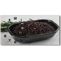 Tulup Wanduhr aus Glas – 60x30 cm - Glasbild - Glasuhr - Gehärtetes Glas - schwarze-zeiger - Wildreis in einer Schale