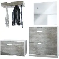 Vladon Garderobe Kolmio 190 x 185 x 33 cm Flurgarderoben Set, Germany, Korpus in Weiß matt, Fronten in Braun meliert | Große Farbauswahl