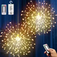 Lapalife Feuerwerk Lichterkette 200 LED Starburst Licht 8 Lichtmodi Wasserdicht Innen Garten Weihnachten Deko, Warmweiß