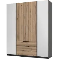 Masseno Drehtürenschrank CAGLIARI 200 cm Kleiderschrank Schlafzimmer Schrank 4-türig mit Spiegel Schwarz