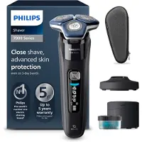 Philips Series 7000 Elektrorasierer Herren S7886/55, Wet & Dry, ausklappbarer Trimmer, Reinigungsstation, Ladestation & Reiseetui