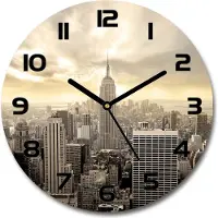 Tulup Wanduhr aus Glas 30fi Glasbild Glasuhr Gehärtetes Glas - schwarze-zeiger - Manhattan New York