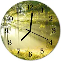 Tulup Glasuhr Wanduhr Küchenuhr Echt-Glas 30fi cm Wald grün