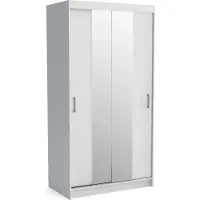 Masseno Schiebetürenschrank NICOLA 110/215/60 cm 2-türig Schlafzimmer Schrank Kleiderschrank Weiß