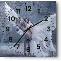 ARTTOR Wanduhr - Quadrat - Glasuhr - Frau Pferd Natur - 40x40cm - Schleichendes Uhrwerk - Lautlos - zum Aufhängen bereit - Dekoration Modern - Wanddekoration aus Glas - C4AC40x40-3998