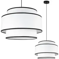 Light11 HOME Vienna Hängelampe Weiss 1 Flach 40Cm Schwarzer Rand E27